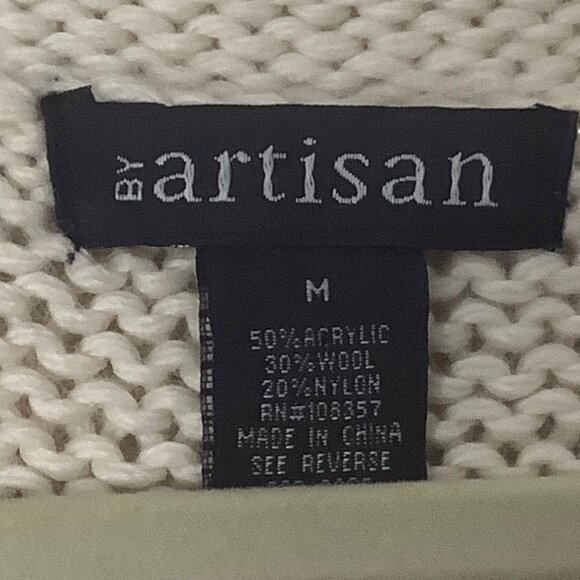 Chunky Concert Knit Sweater Vest Artisan Cream Wool Blend Women Size Medium - Picture 4 of 8